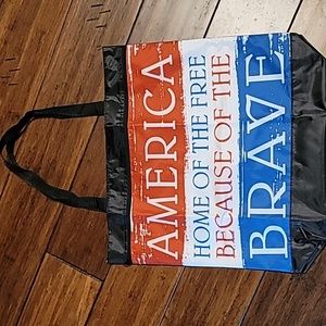 Red, White, and Blue vinyl tote bag.